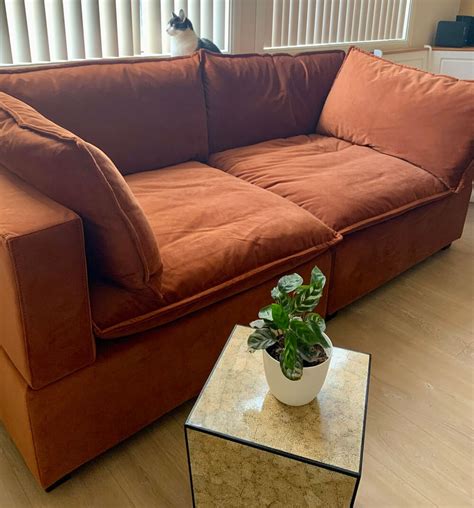 A review of the Kova Sofa, a deep-set sectional with feather-blend. . Albany park kova